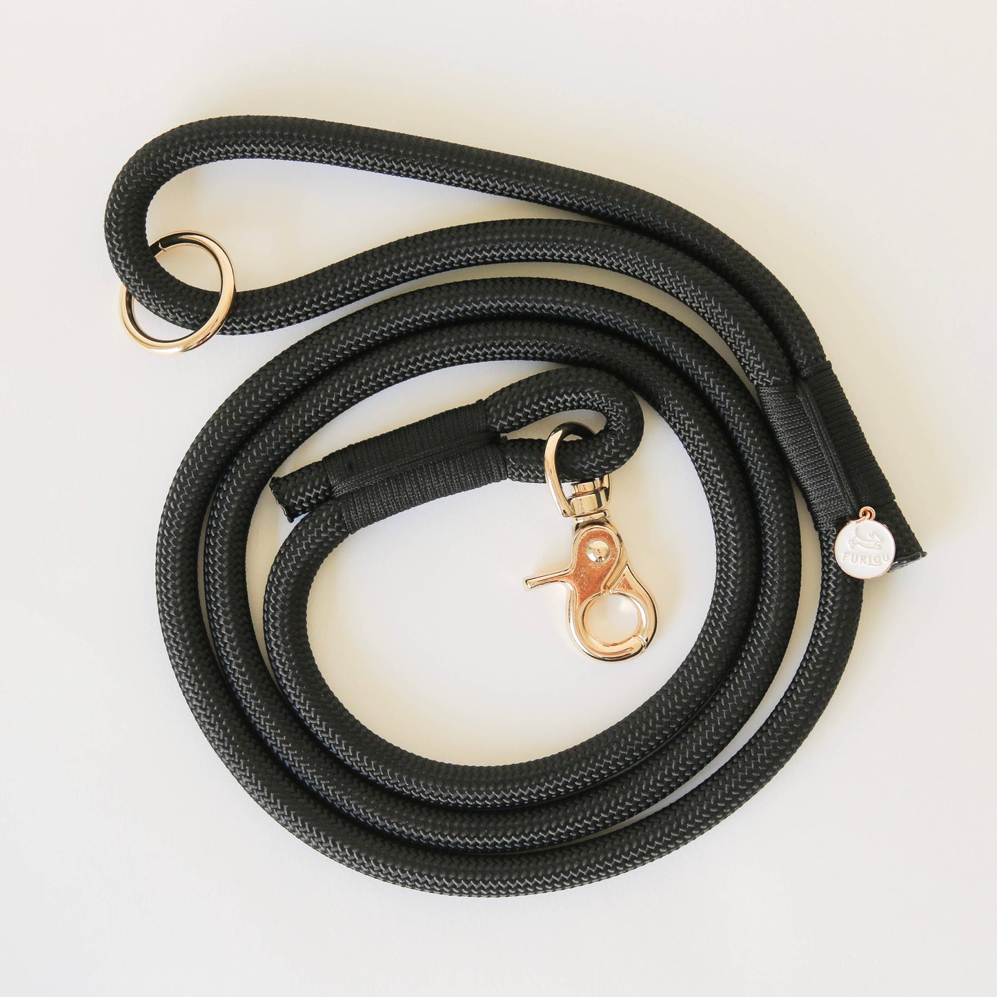 Laisse en corde tressée noire