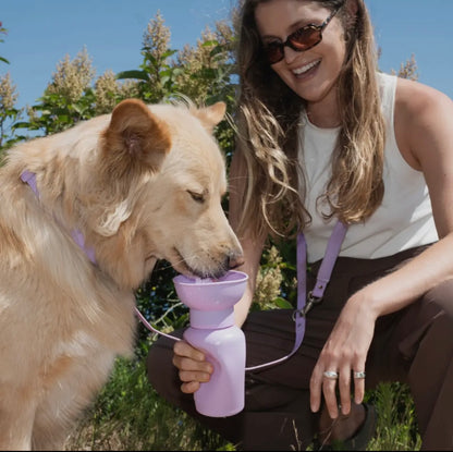 Gourde lilas avec gamelle intégrée 65 cl