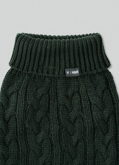 Pull en maille torsadée vert