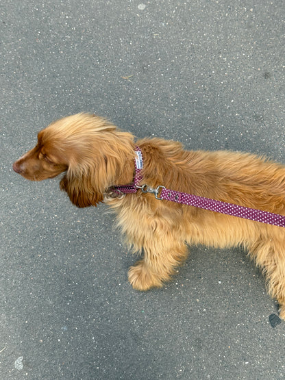 Collier cherry à pois rose