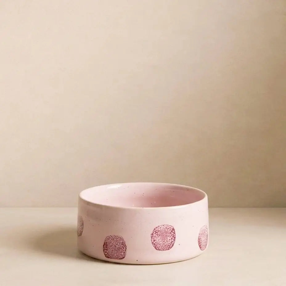 Gamelle en céramique rose à pois