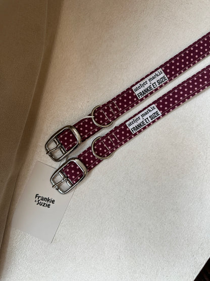 Collier cherry à pois rose