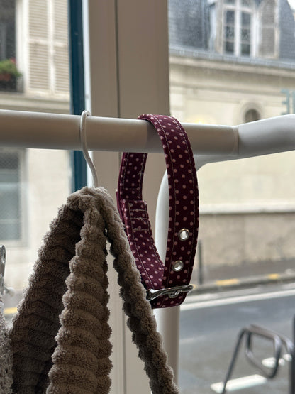 Collier cherry à pois rose