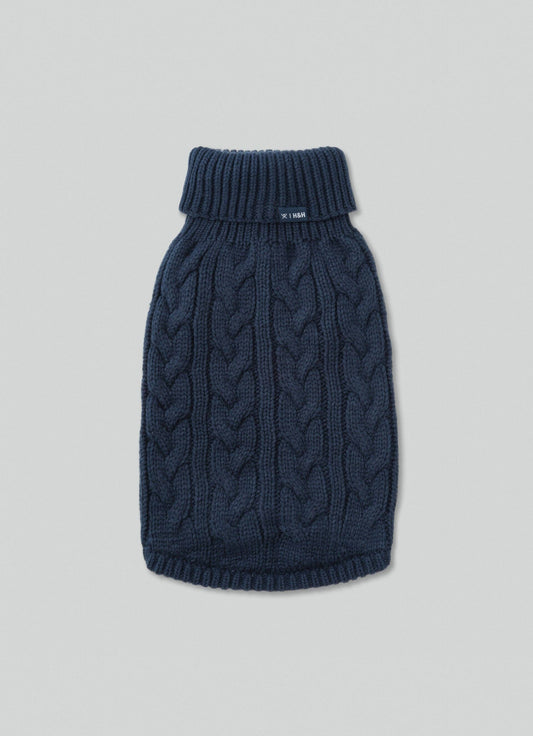 Pull en maille torsadée navy