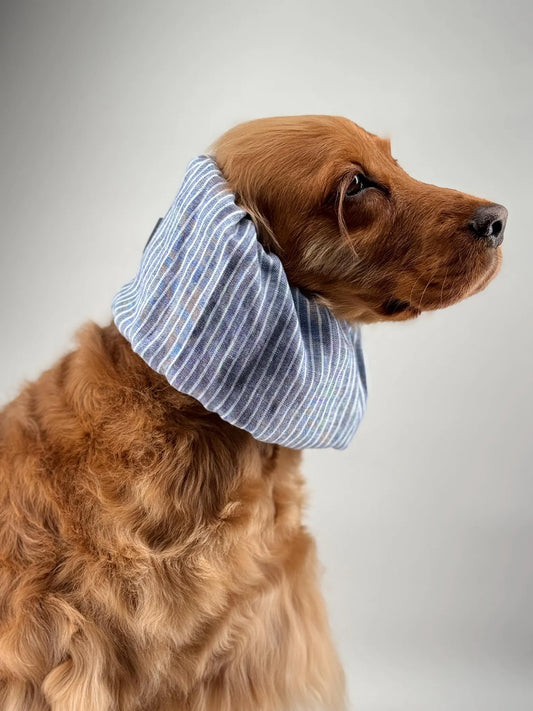 Snood à rayures bleu et blanche