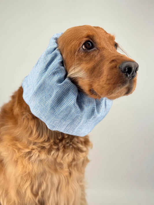 Snood à petits carreaux bleu et blanc