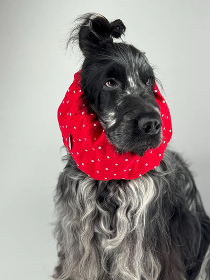 Snood rouge à pois blanc