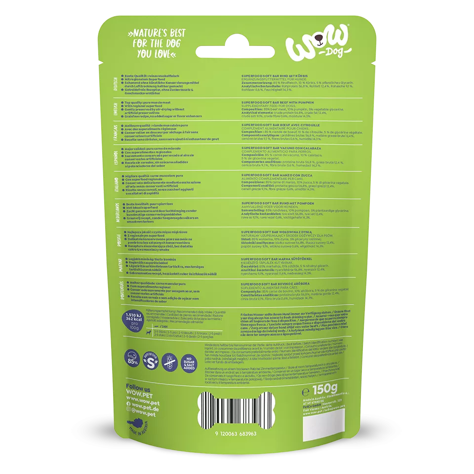 Barre de friandises boeuf et citrouille